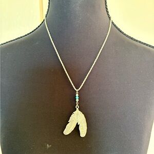 Silver Feather Pendant Necklace